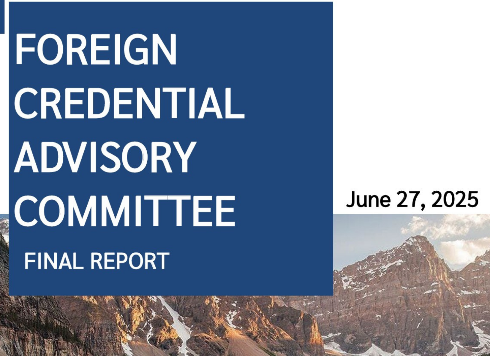 The Foreign Credential Advisory Committee’s final report on improving ...